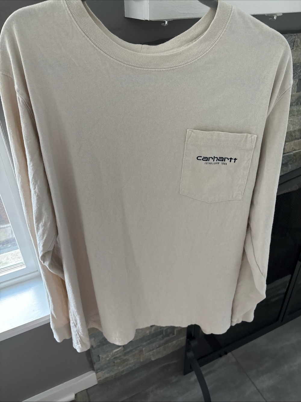 Carhartt Men’s Long-Sleeve Pocket Tee — Beige